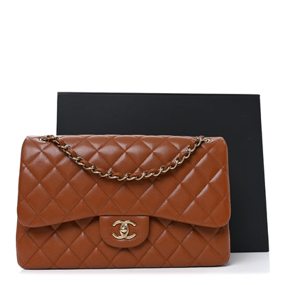 Chanel Caviar Quilted Jumbo Double Flap Light Brown 11 of 11