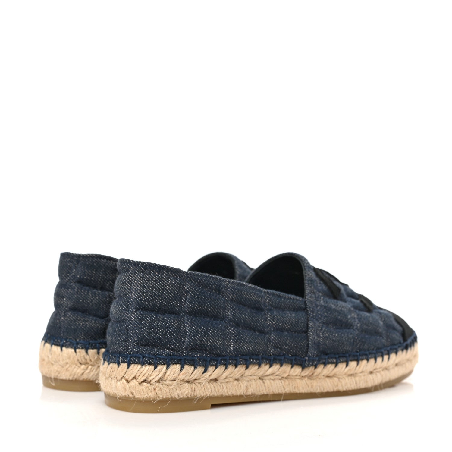 Chanel Fabric Grosgrain Embossed CC Espadrilles 36 Dark Blue Black 4 of 8