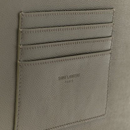 Saint Laurent Grain De Poudre Chevron Monogram Bill Pouch Vert Kaki 13 of 18