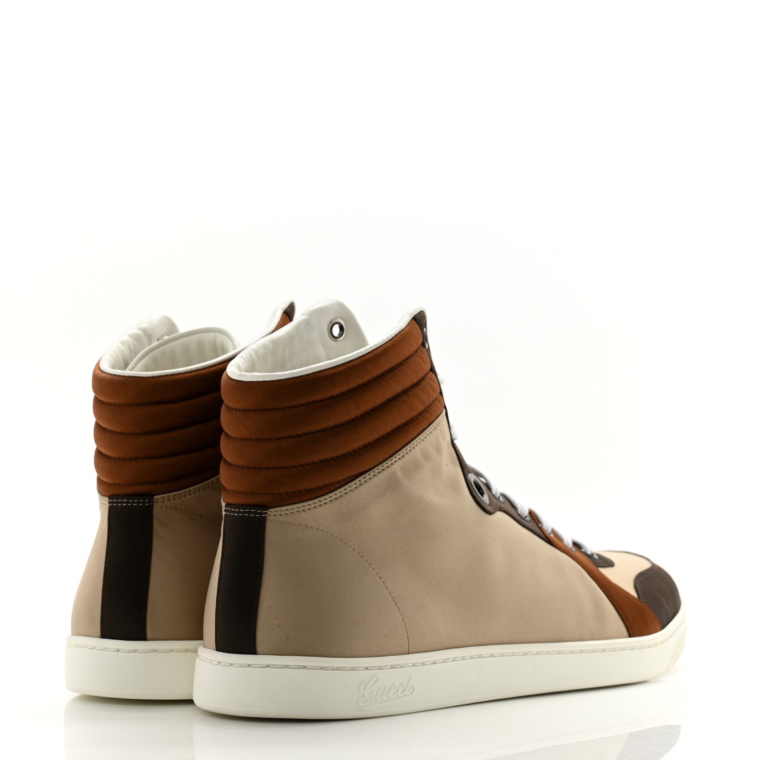 Gucci Poli Satin Mens High Top Sneakers 10 Cocoa 4 of 9