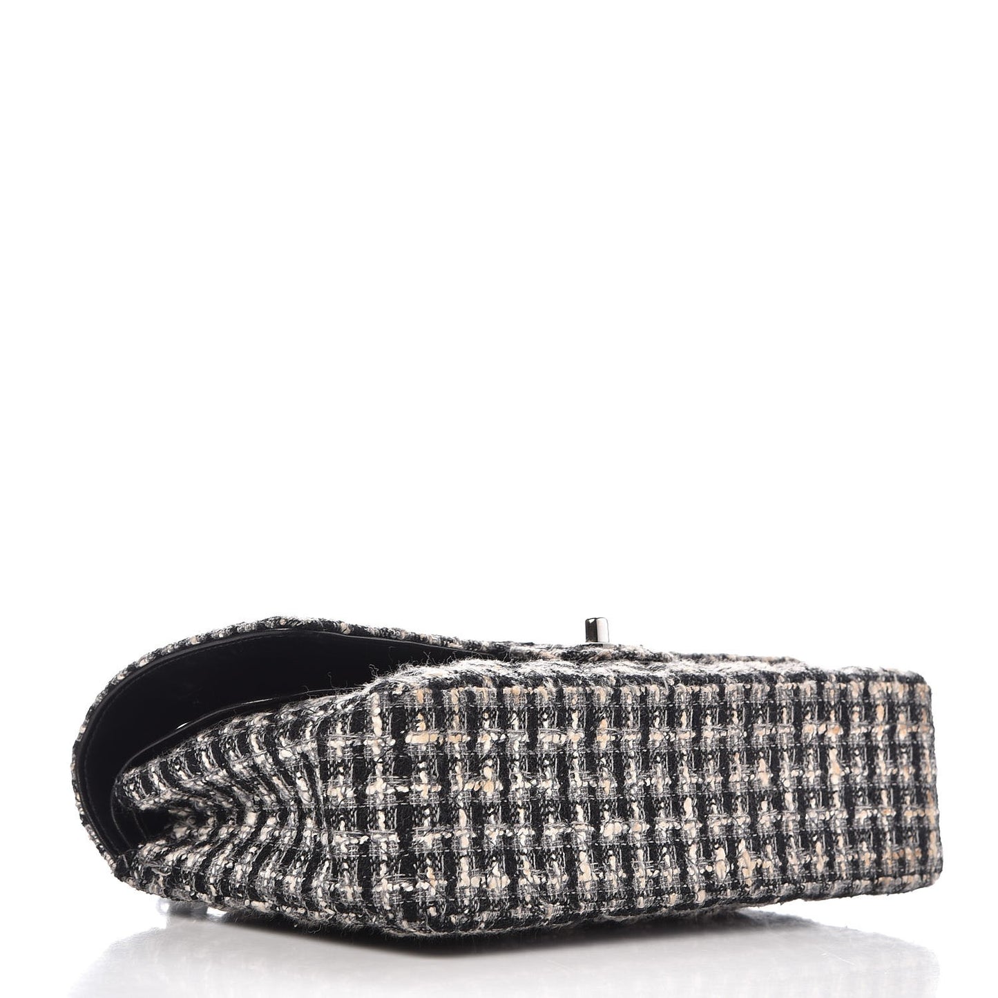 Tweed Medium Double Flap Black White