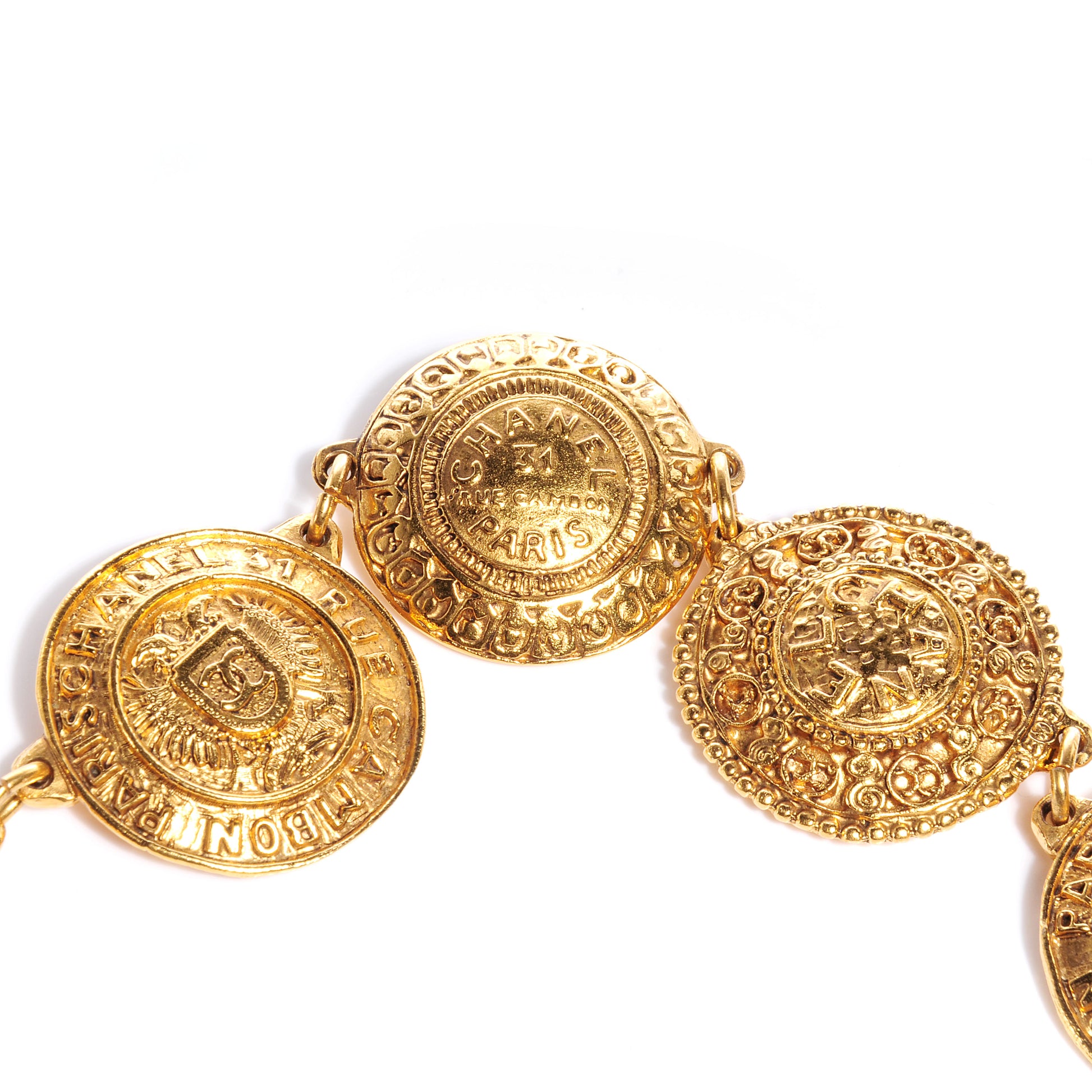 Chanel 31 Rue Cambon Paris CC Medallion Necklace Gold 3 of 6