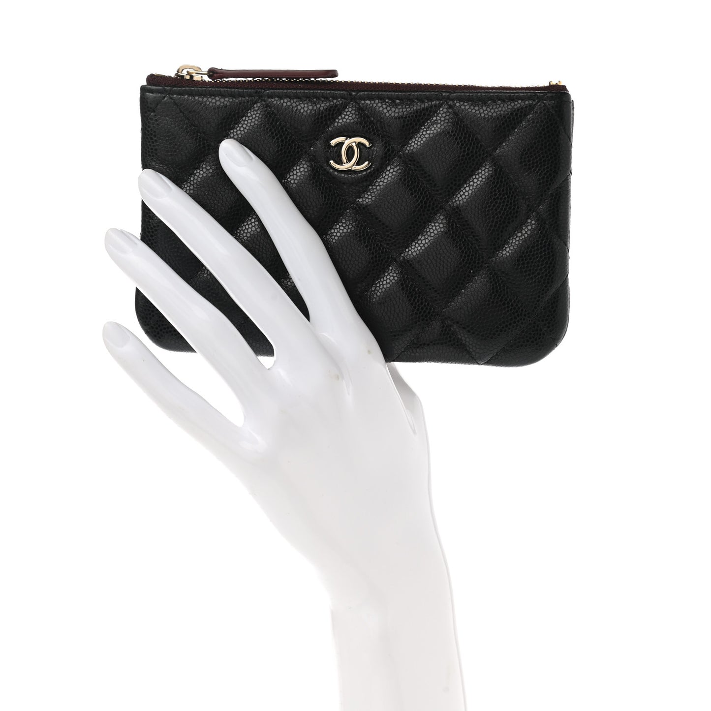 Caviar Quilted Small Cosmetic Case Black