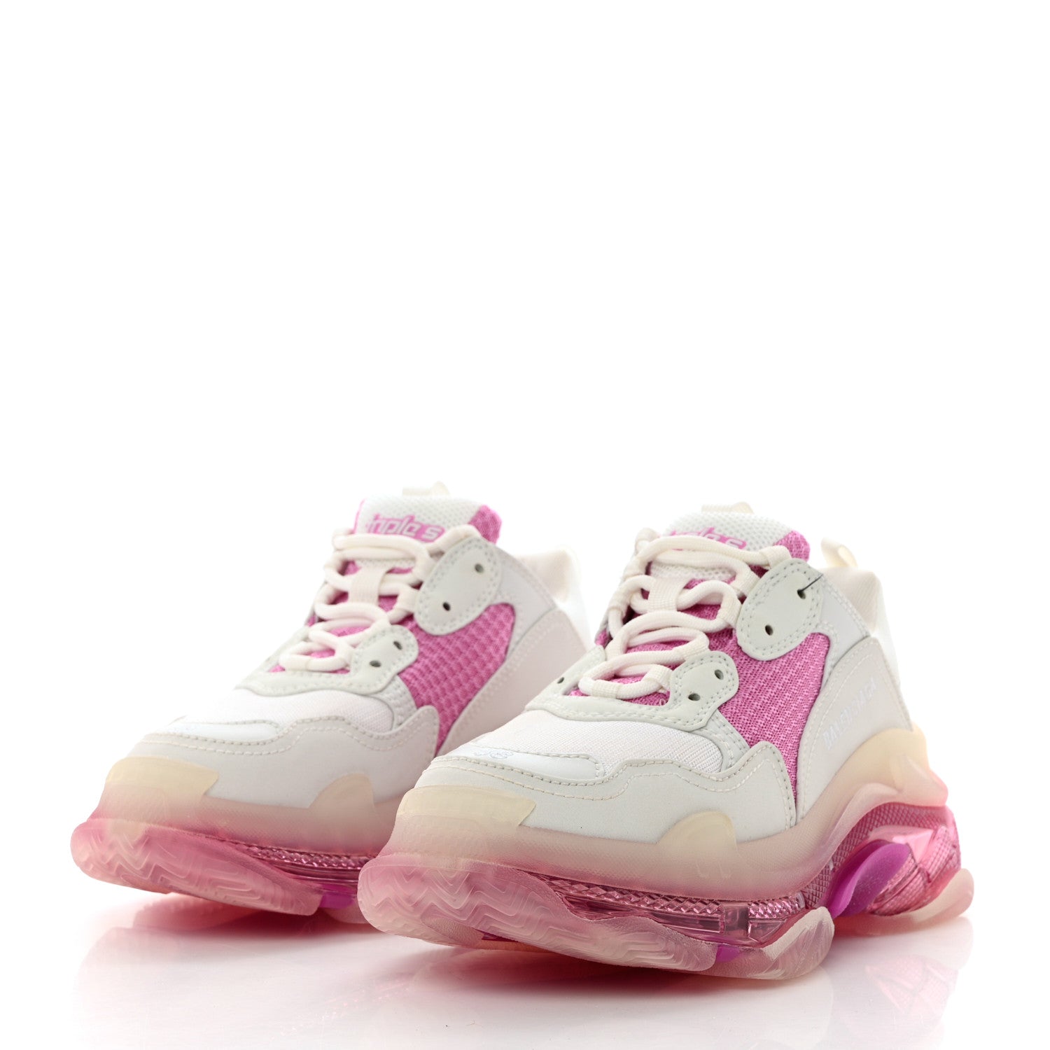 Balenciaga Fabric Mesh Clear Sole Womens Triple S Sneakers 38 White Pink 3 of 8