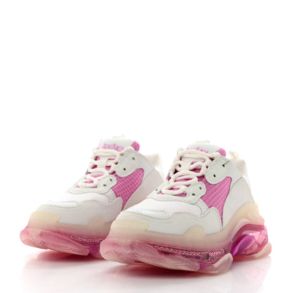 Balenciaga Fabric Mesh Clear Sole Womens Triple S Sneakers 38 White Pink 3 of 8