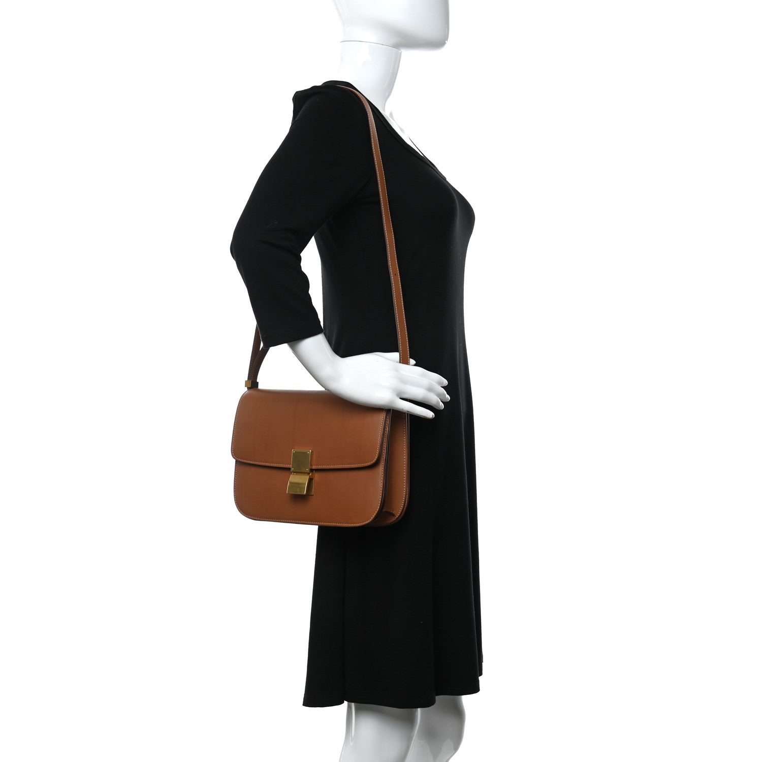 Celine Smooth Calfskin Medium Classic Box Flap Bag Camel 2 of 14