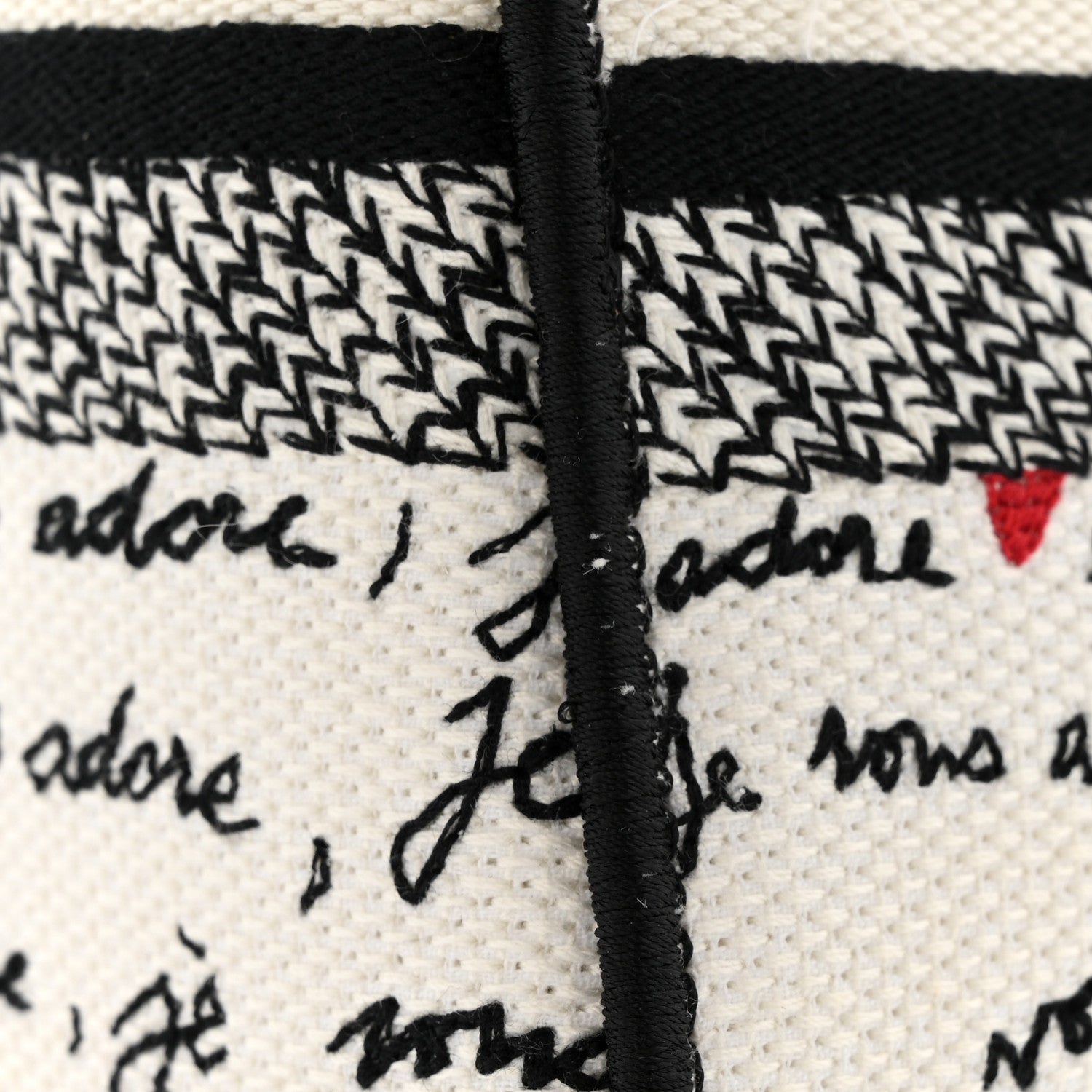 Christian Dior Canvas Embroidered Dioramour Je Vous Adore Medium Lady D-Lite  White Black Red 12 of 13
