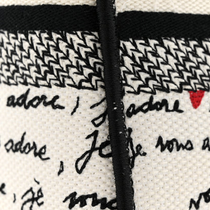 Christian Dior Canvas Embroidered Dioramour Je Vous Adore Medium Lady D-Lite  White Black Red 12 of 13