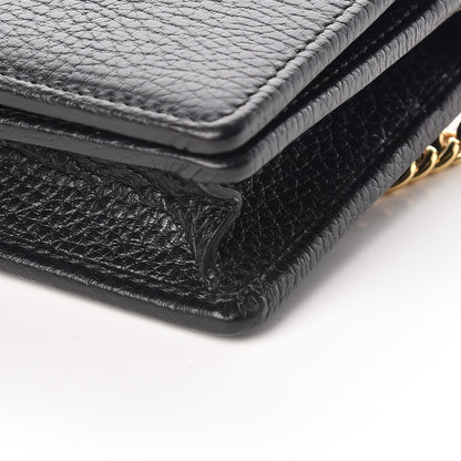 Gucci Dollar Calfskin Mini GG Marmont Chain Wallet Black 6 of 9