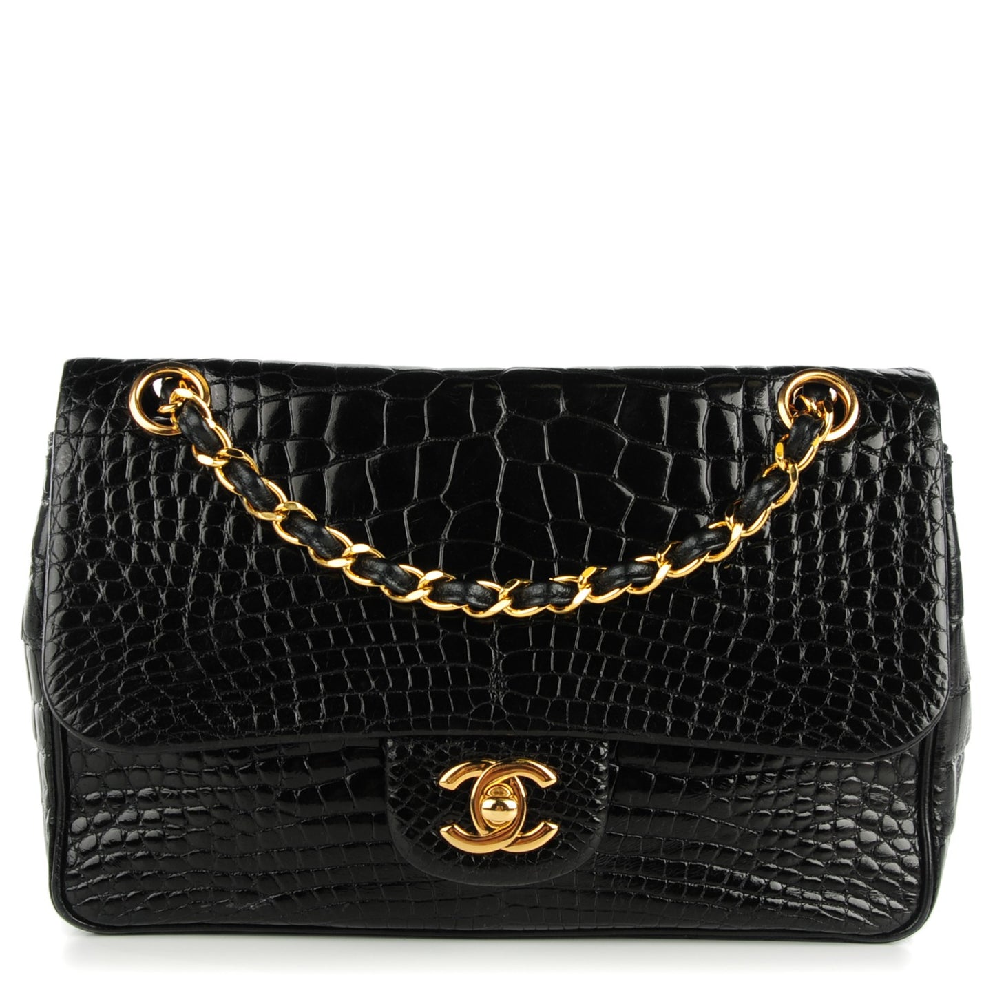 Alligator Medium Double Flap Black