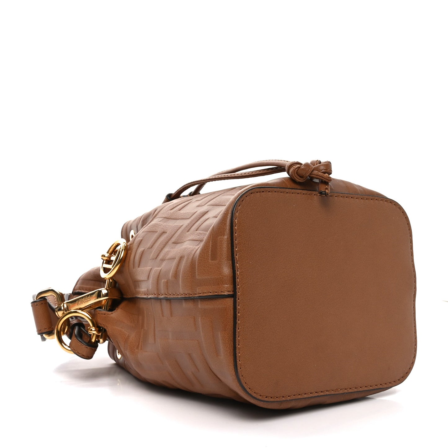 Vitello Cristallo Nature F is Fendi FF 1974 Embossed Mini Mon Tresor Bucket Bag Cuoio