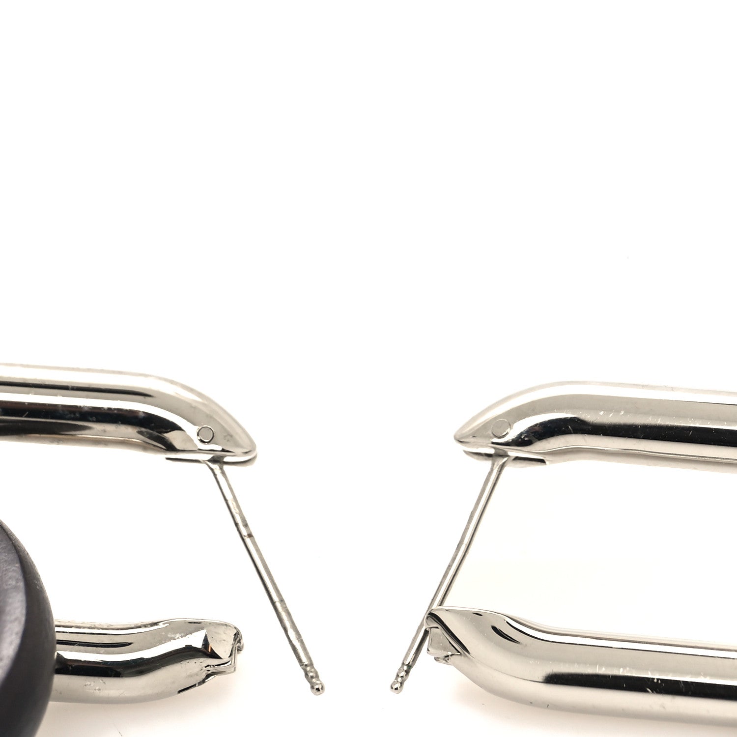 Fendi Metal Lambskin F is Fendi Hoop Drop Earrings Brown Silver 3 of 4