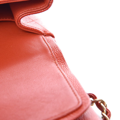 Chanel Pearly Caviar Quilted Jumbo Double Flap Orange 11 of 14