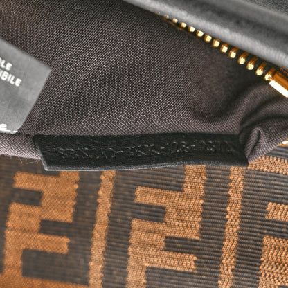 Fendi Goatskin Zucca Large Peekaboo Iconic Satchel Black Tobacco 8 of 13