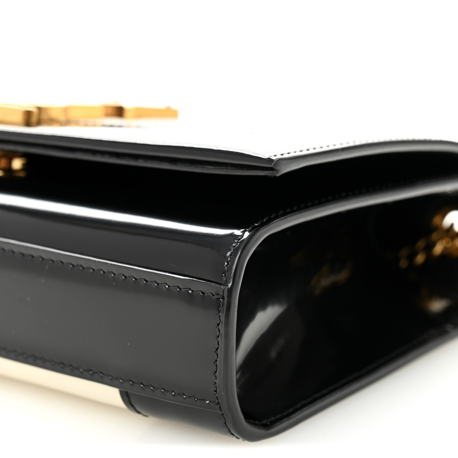 Saint Laurent Nappa Patent Calfskin Two-Toned Small Monogram Kate Satchel Alabastro Black 10 of 10