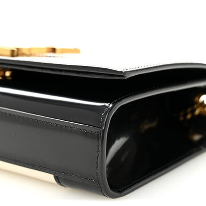 Saint Laurent Nappa Patent Calfskin Two-Toned Small Monogram Kate Satchel Alabastro Black 10 of 10