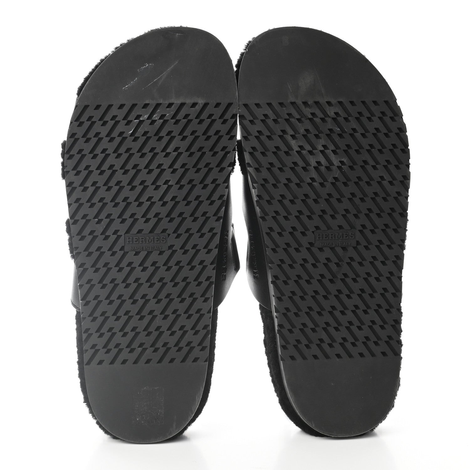 Hermes Calfskin Woolskin Womens Chypre Sandals 40 Black 5 of 9