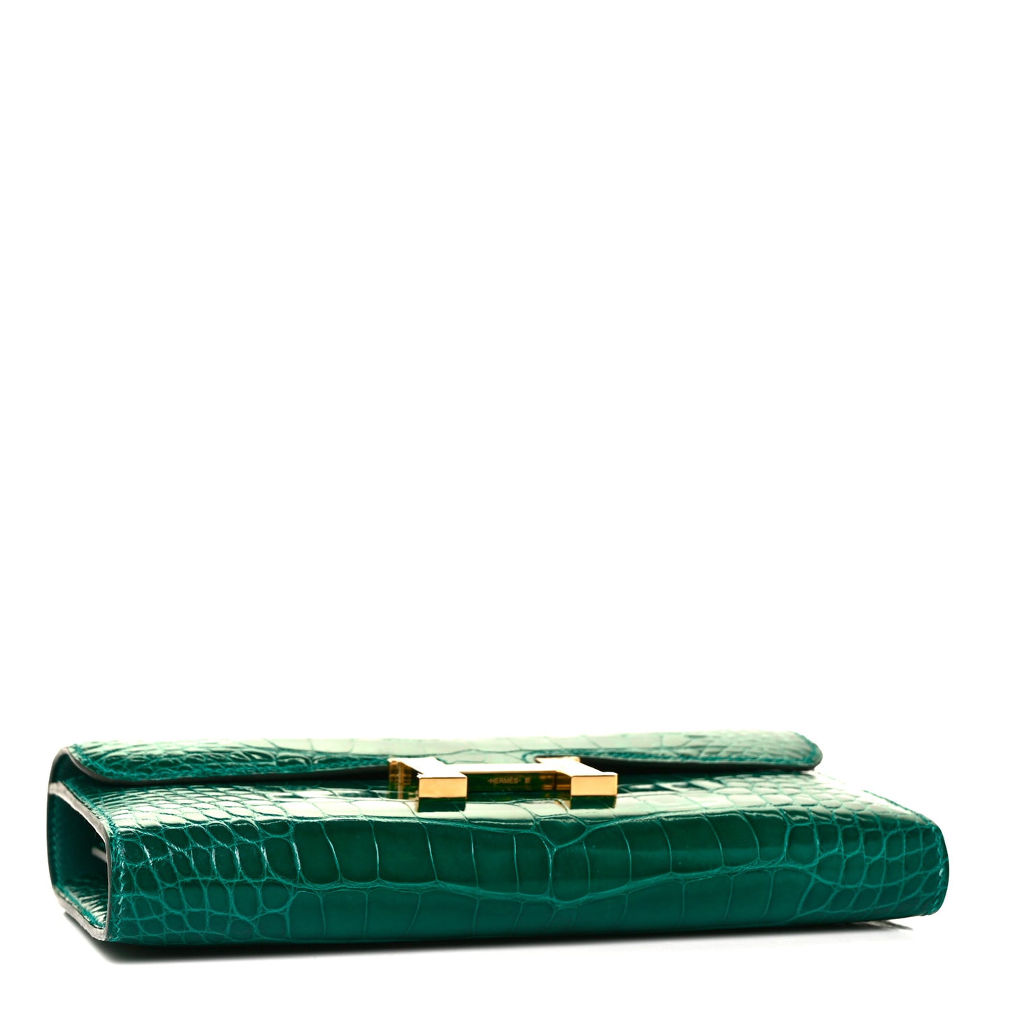 Shiny Alligator Constance Long Wallet Vert Emeraude