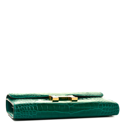 Hermes Shiny Alligator Constance Long Wallet Vert Emeraude 4 of 8