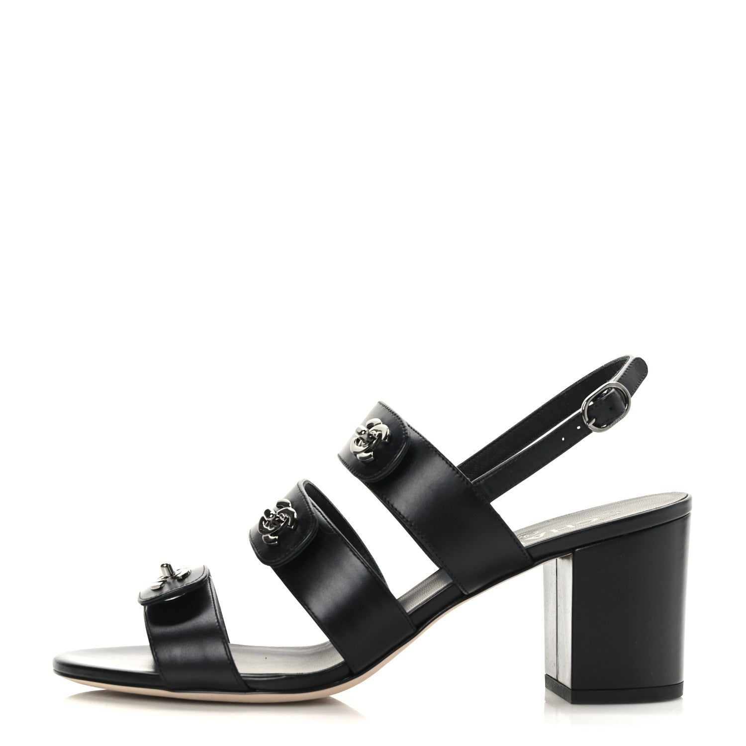 Chanel Calfskin CC Turnlock Sandals 40 Black 1 of 9