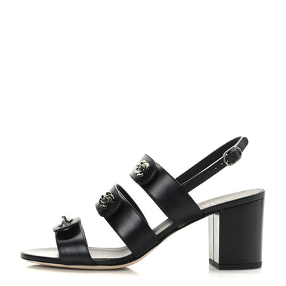 Chanel Calfskin CC Turnlock Sandals 40 Black 1 of 9