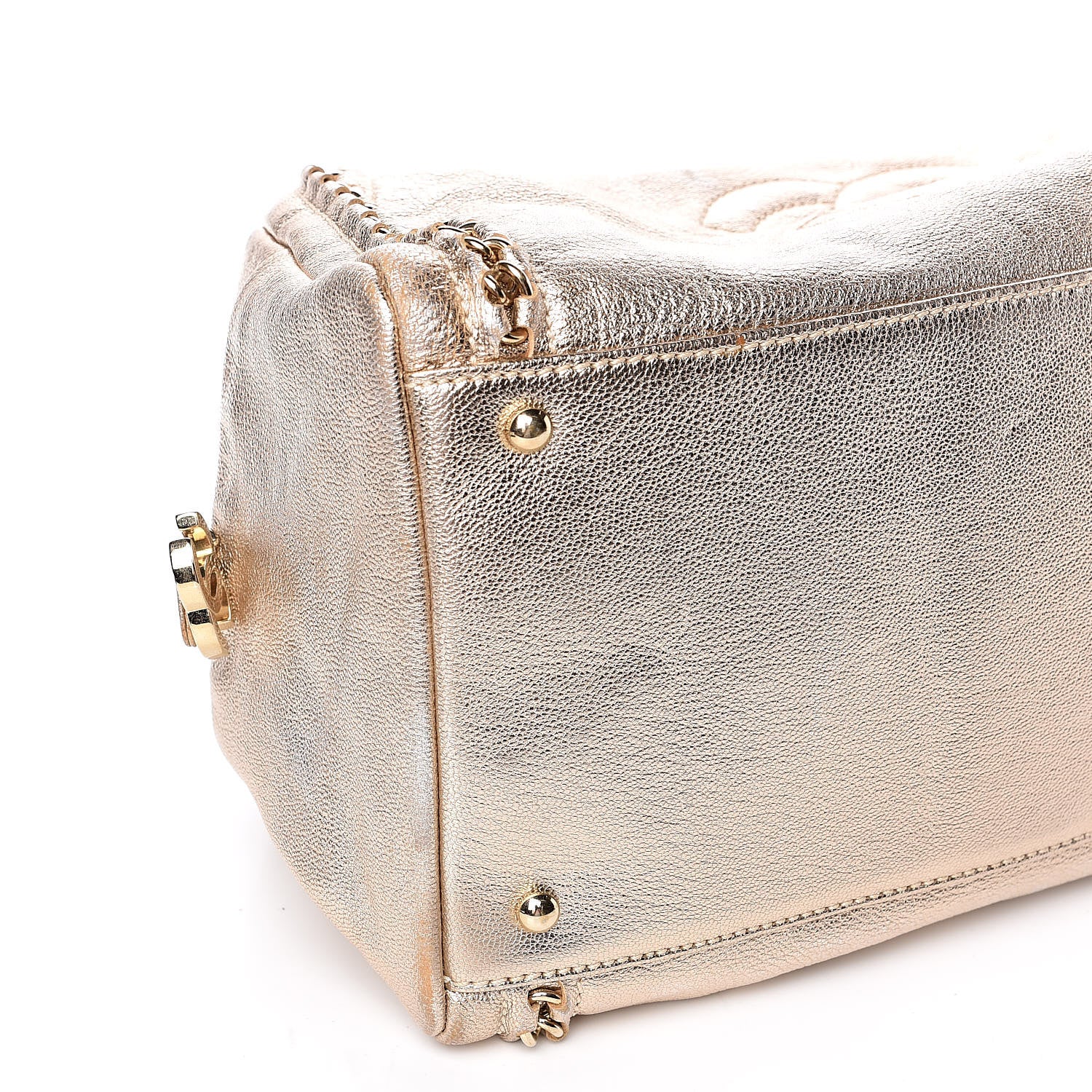 Chanel Metallic Goatskin Large Luxe Ligne Bowler Light Gold 7 of 9