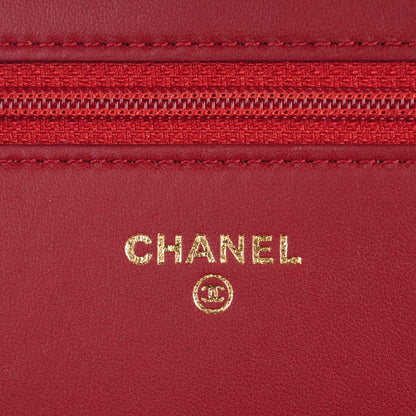 Chanel Lambskin Quilted Boy Wallet On Chain WOC Dark Red 6 of 8