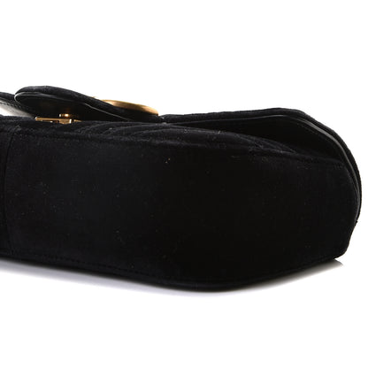 Gucci Velvet Matelasse Mini GG Marmont Shoulder Bag Black 6 of 15