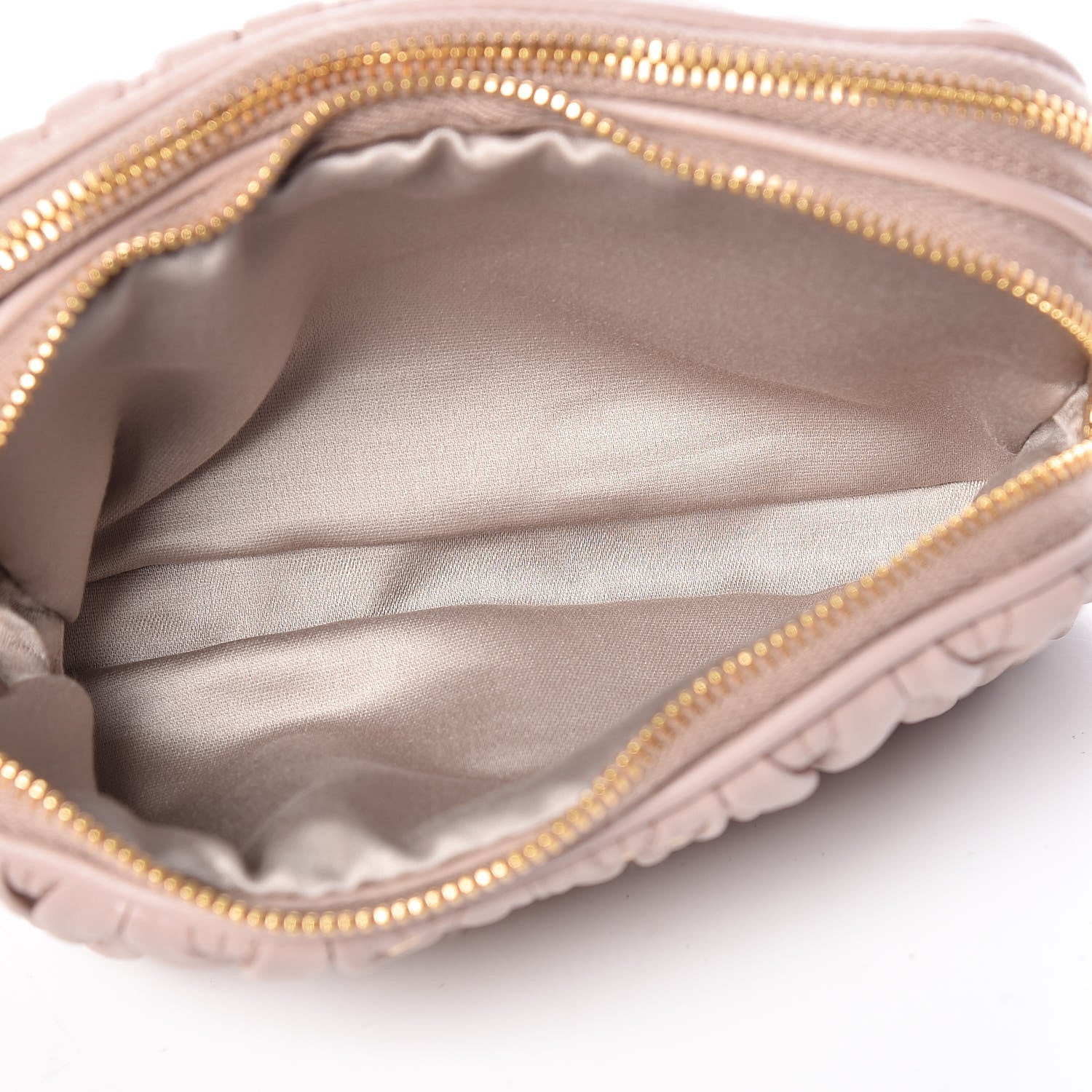 Miu Miu Nappa Matelasse Double Zip Pochette Clutch Cammeo 5 of 11