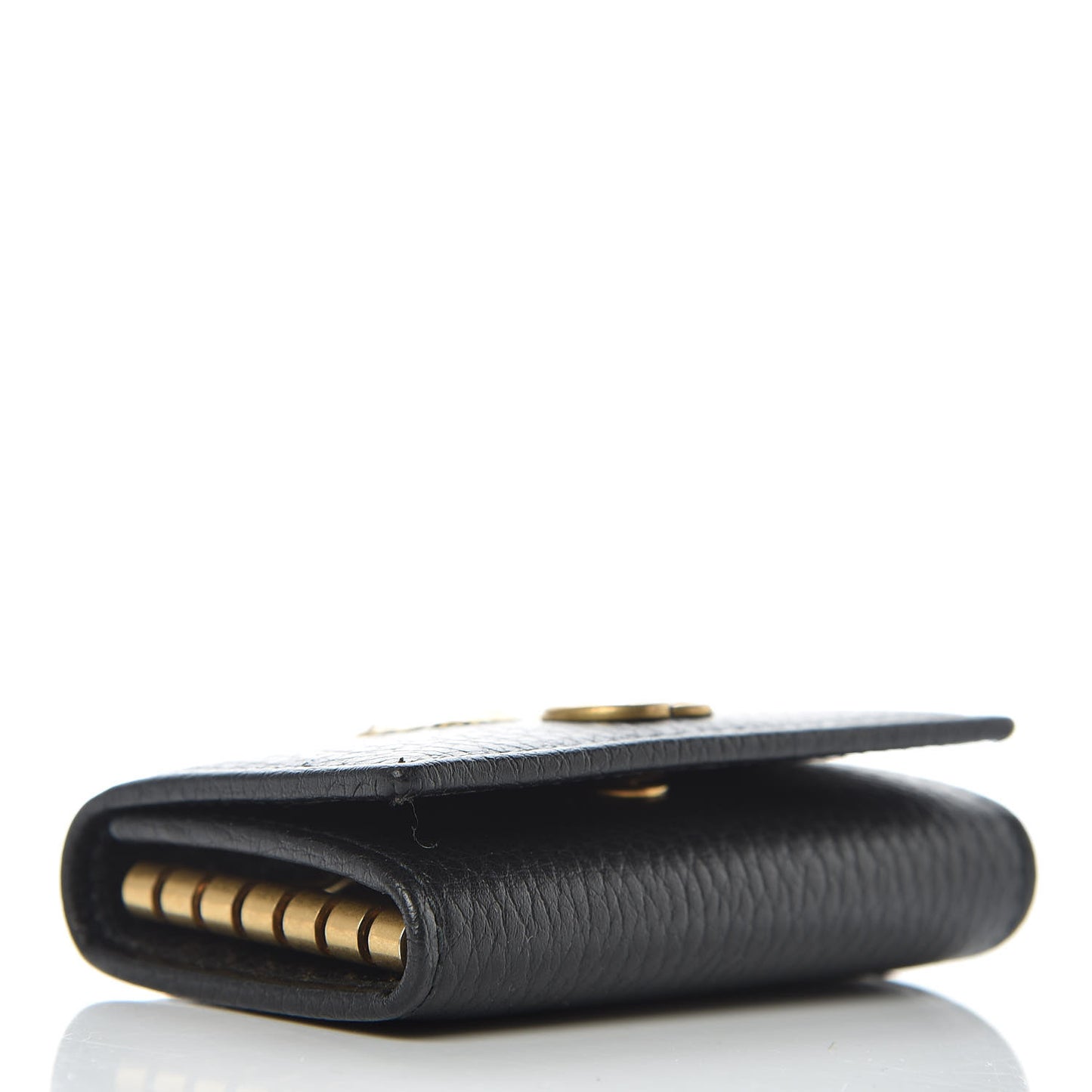 Pebbled Calfskin Butterfly 6 Key Holder Case Black