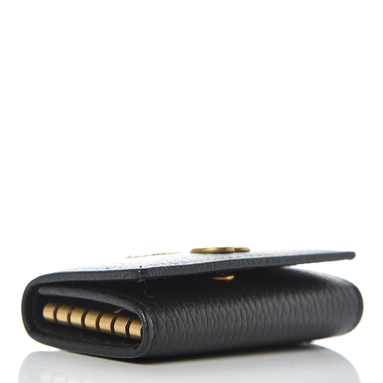 Gucci Pebbled Calfskin Butterfly 6 Key Holder Case Black 4 of 8
