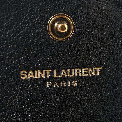 Saint Laurent Lambskin Matelasse Chevron Small Monogram Envelope Wallet Black 6 of 7