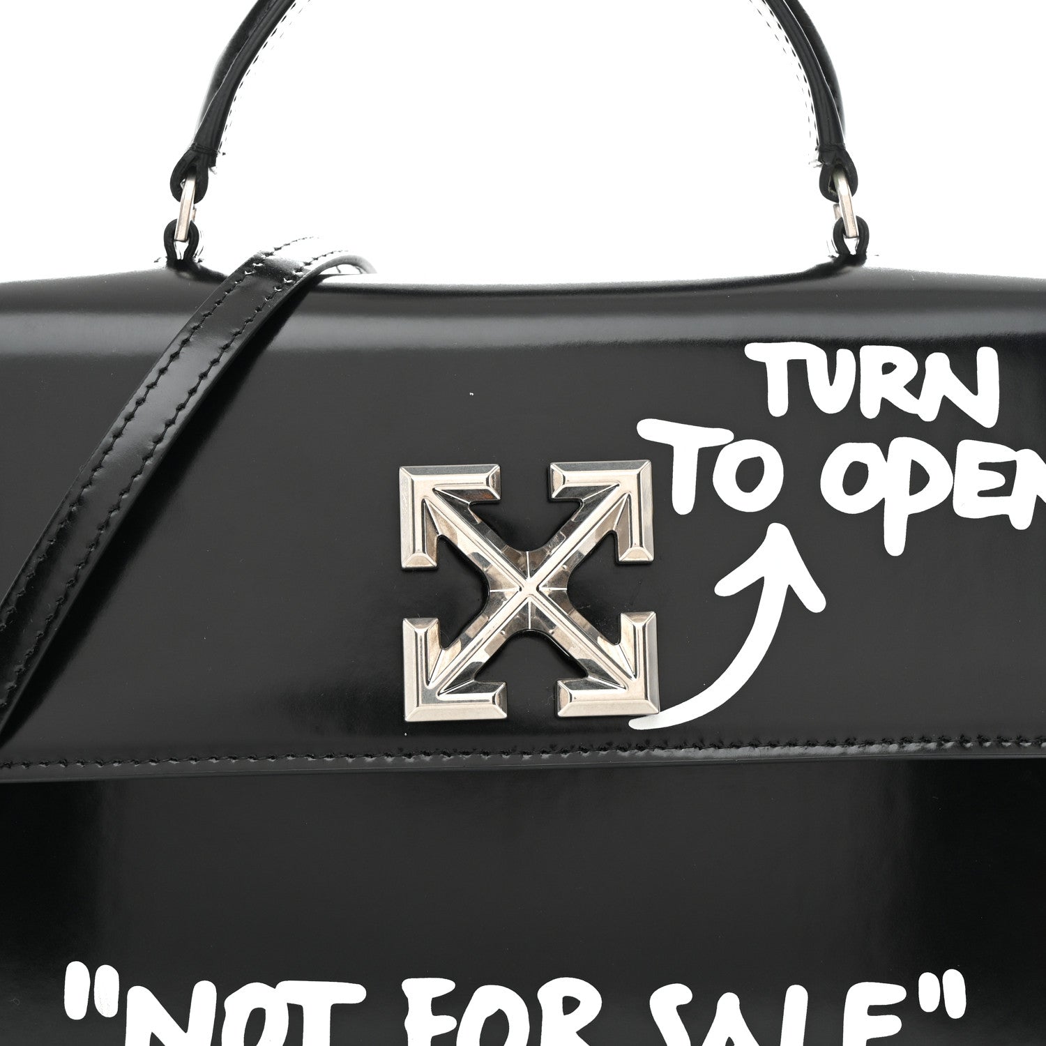 Off-White Calfskin Jitney 2.8 Not For Sale Top Handle Bag Black White 13 of 20