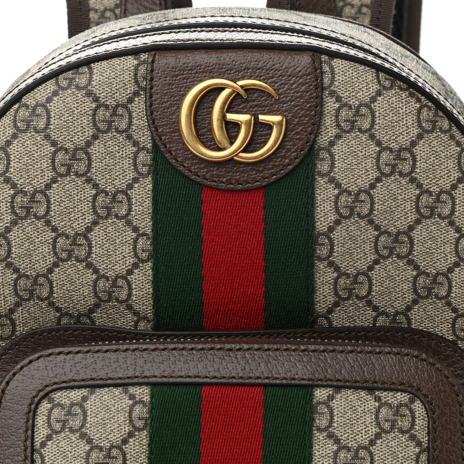 Gucci GG Supreme Monogram Calfskin Web Small Ophidia Day Backpack Beige Ebony New Acero 8 of 10