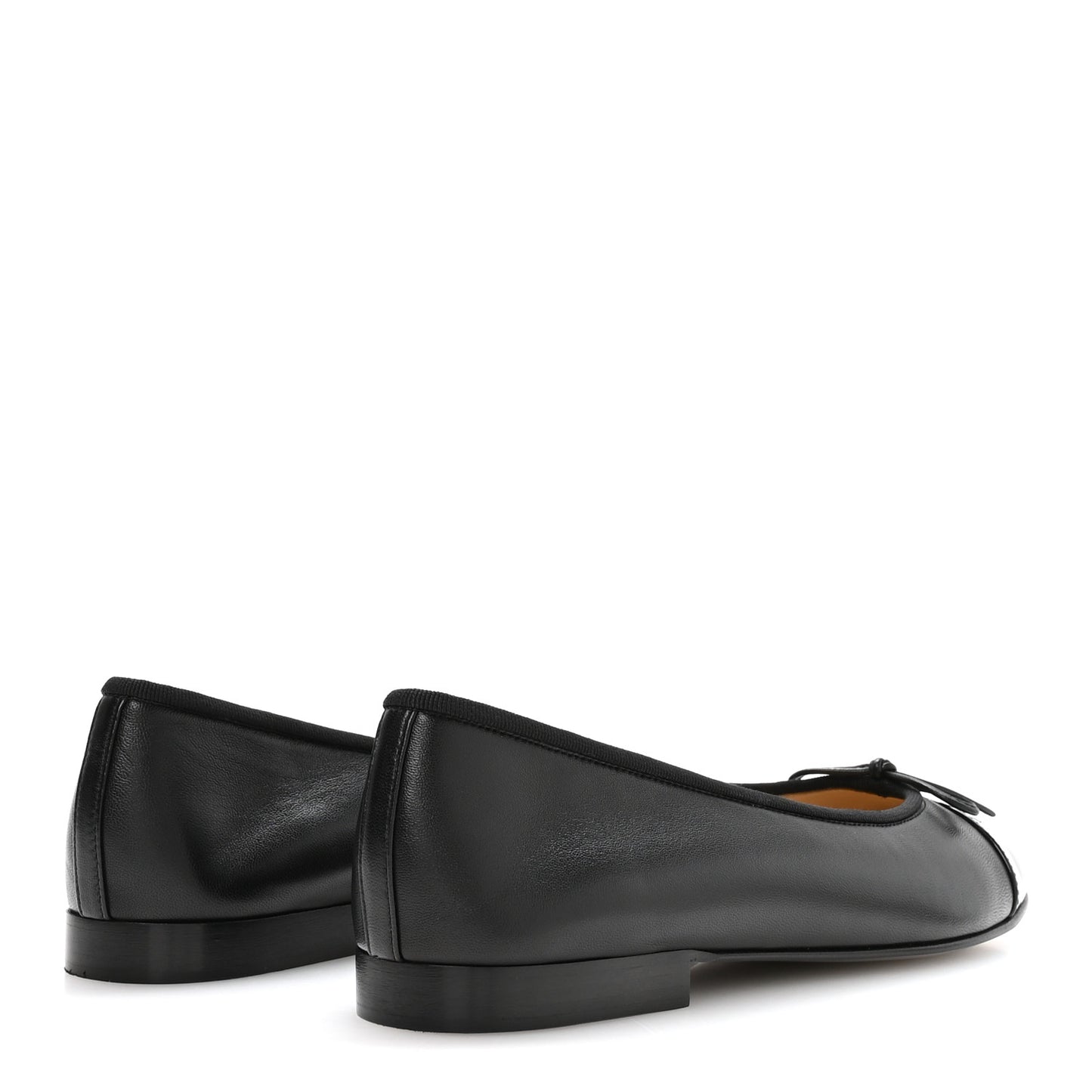 Lambskin Patent Cap Toe Ballerina Flats 39 Black