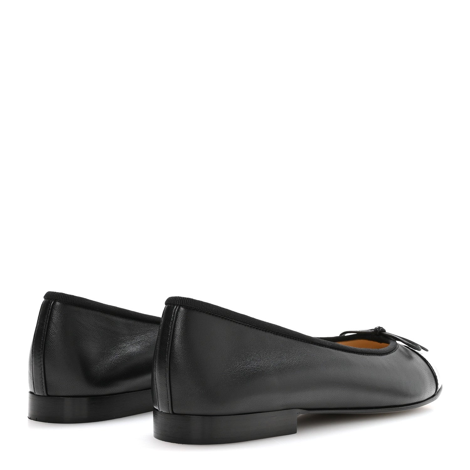 Chanel Lambskin Patent Cap Toe Ballerina Flats 39 Black 5 of 9