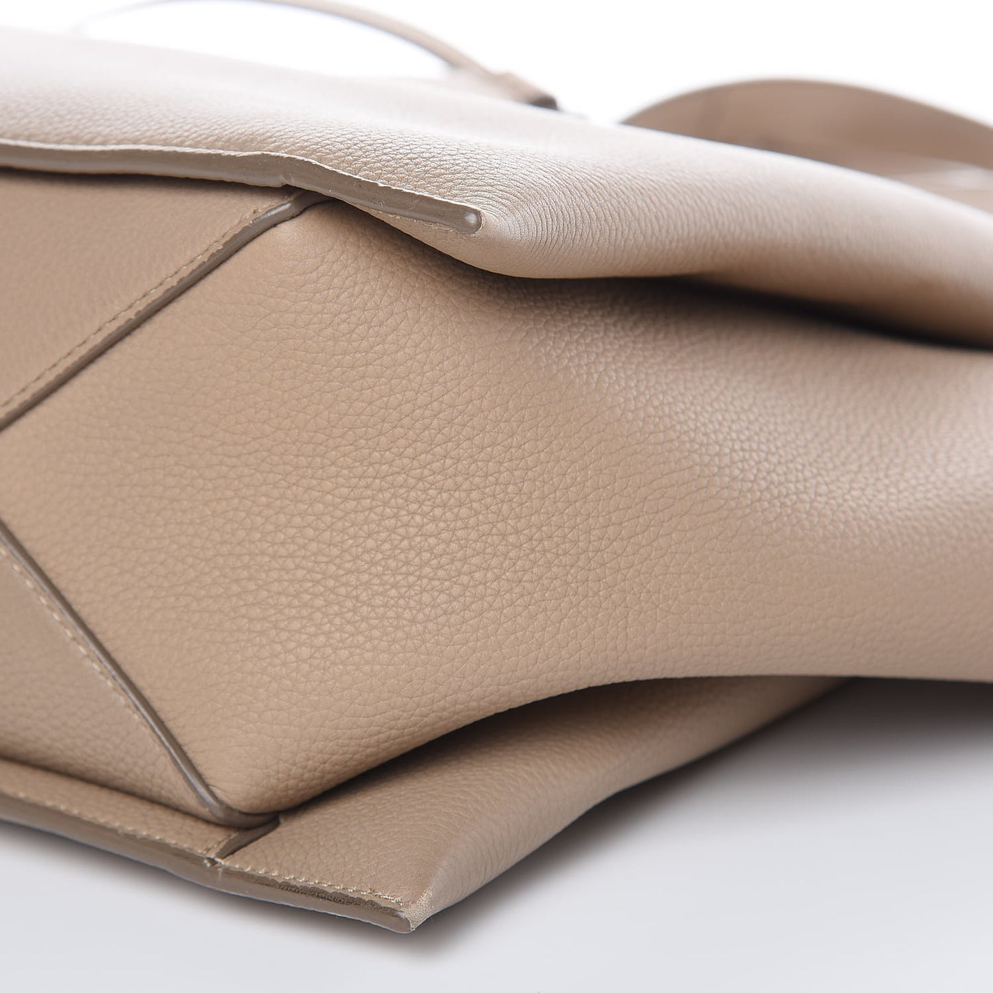 Baby Grained Calfskin Medium Tri-Fold Bag Light Taupe
