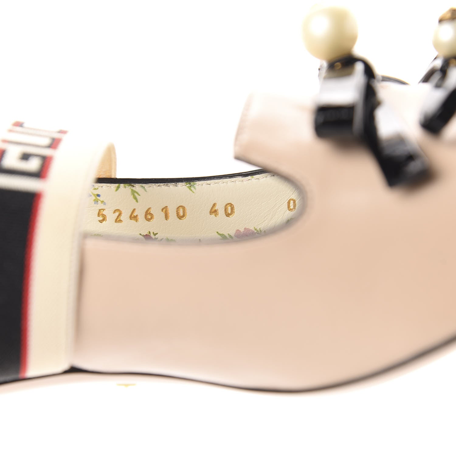 Gucci Malaga Kid Bow Ace Stripe Mid-Heel Slingback Pumps 40 Beige 10 of 11