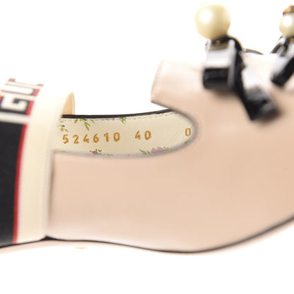 Gucci Malaga Kid Bow Ace Stripe Mid-Heel Slingback Pumps 40 Beige 10 of 11