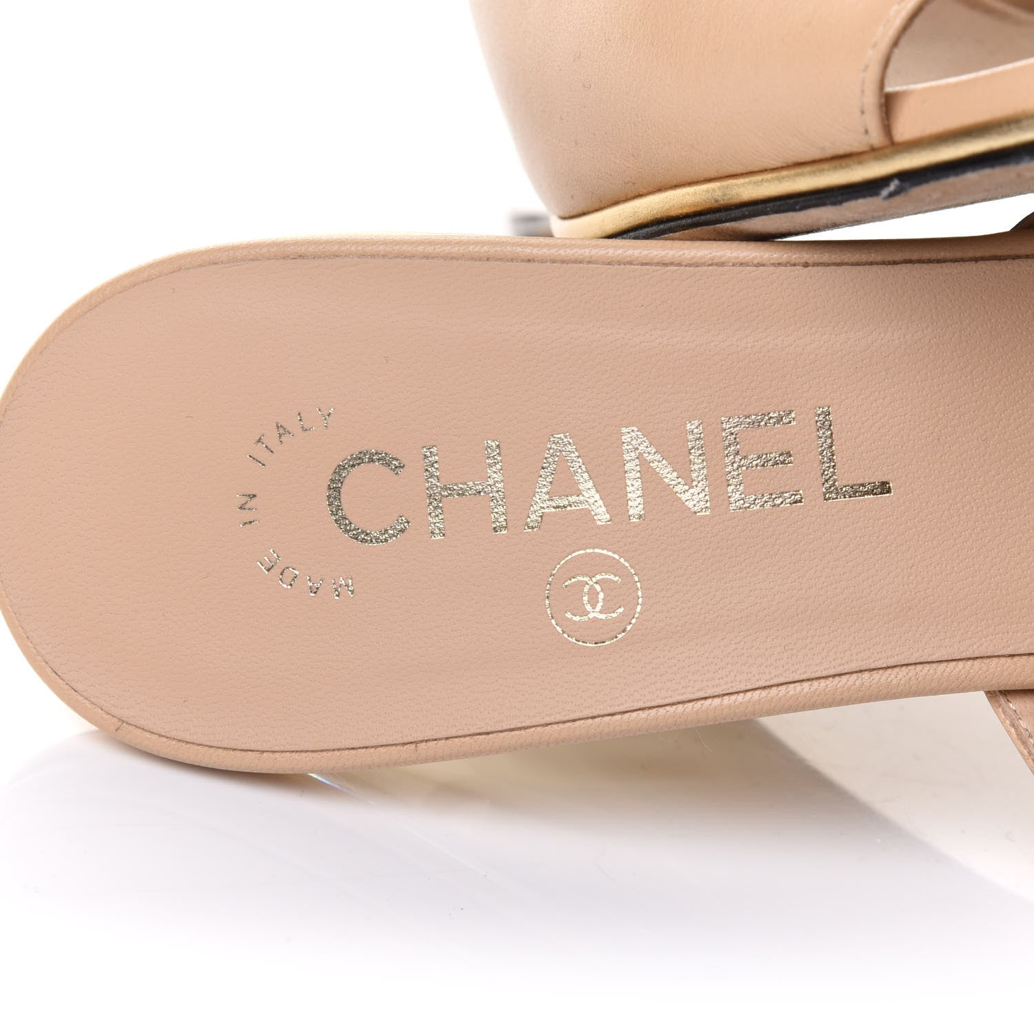 Chanel Lambskin Lucite CC Wedge Mules 37.5 Beige 6 of 17