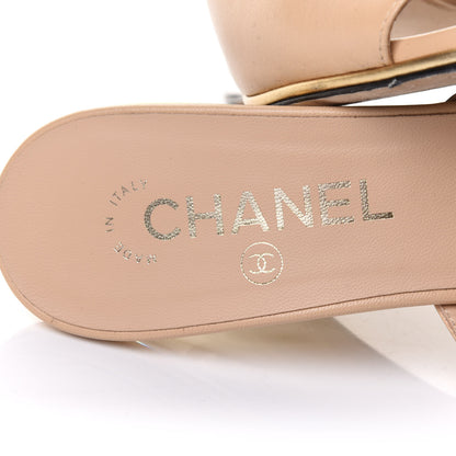 Chanel Lambskin Lucite CC Wedge Mules 37.5 Beige 6 of 17