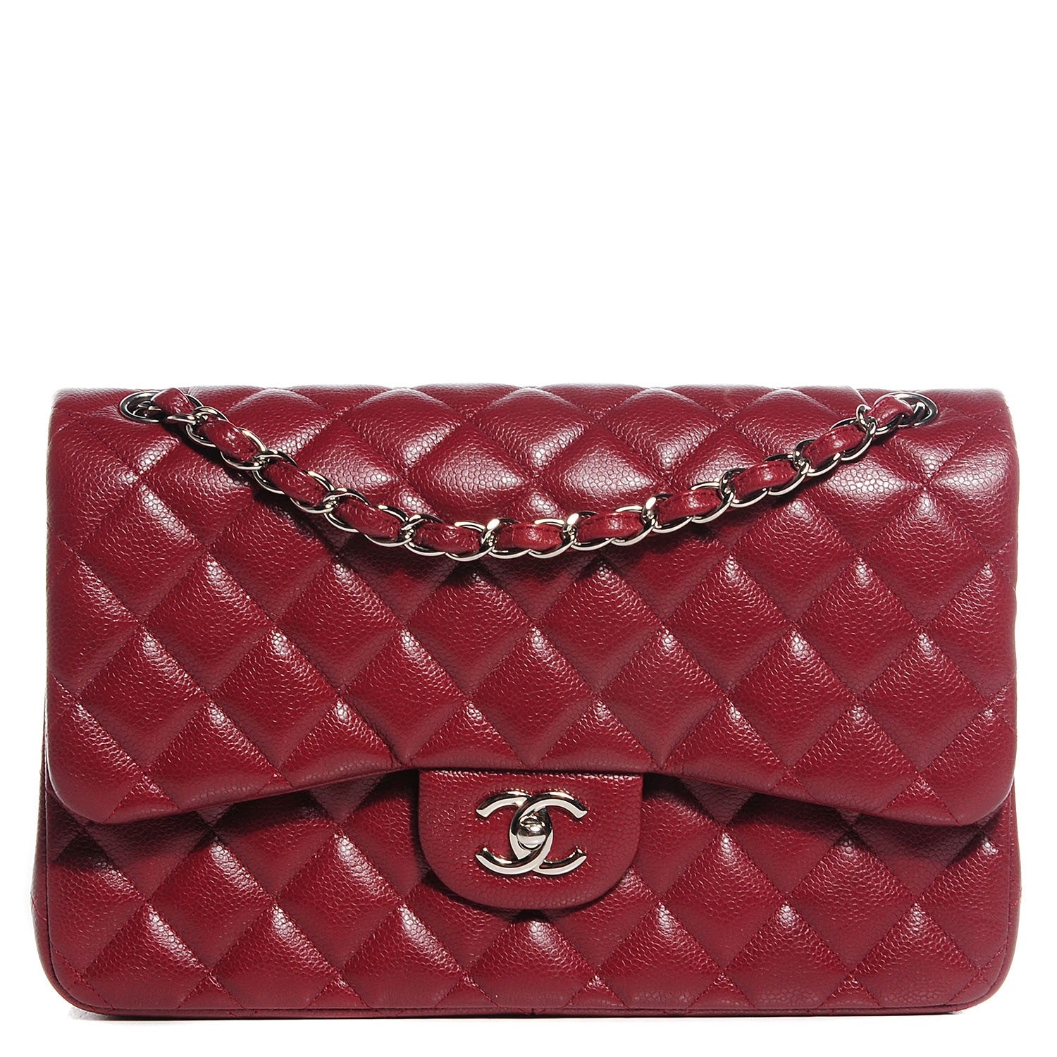 Chanel Caviar Quilted Jumbo Double Flap Dark Red 1 of 8