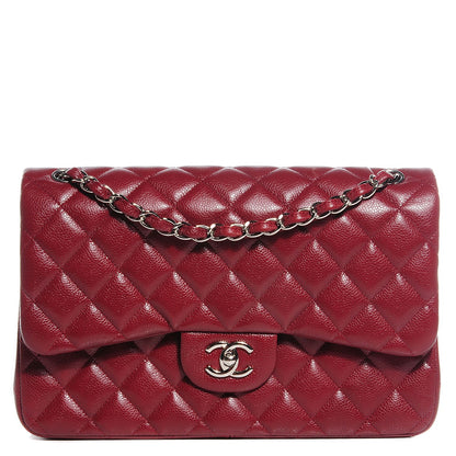 Chanel Caviar Quilted Jumbo Double Flap Dark Red 1 of 8