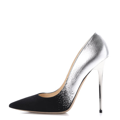 Jimmy Choo Suede Metallic Leather Degrade Anouk Pumps 40 Silver Black 1 of 9