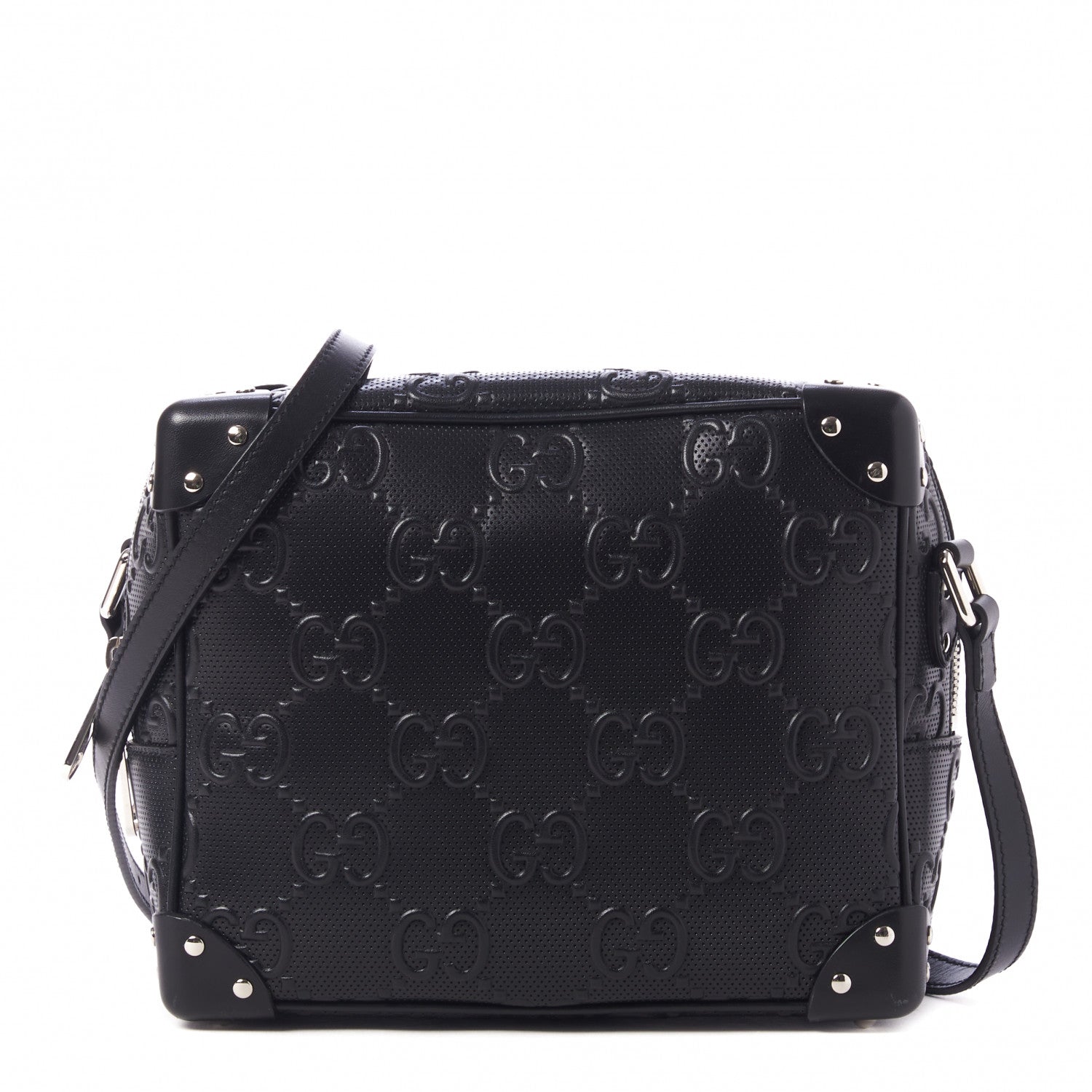Gucci Calfskin GG Tennis Embossed Square Messenger Bag Black 1 of 8