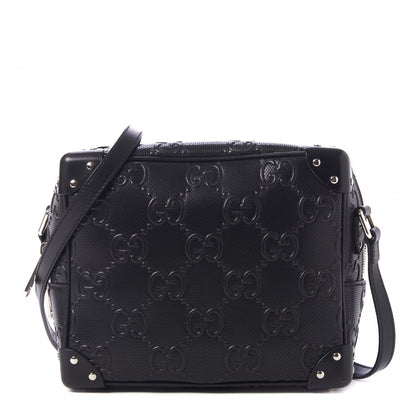 Gucci Calfskin GG Tennis Embossed Square Messenger Bag Black 1 of 8