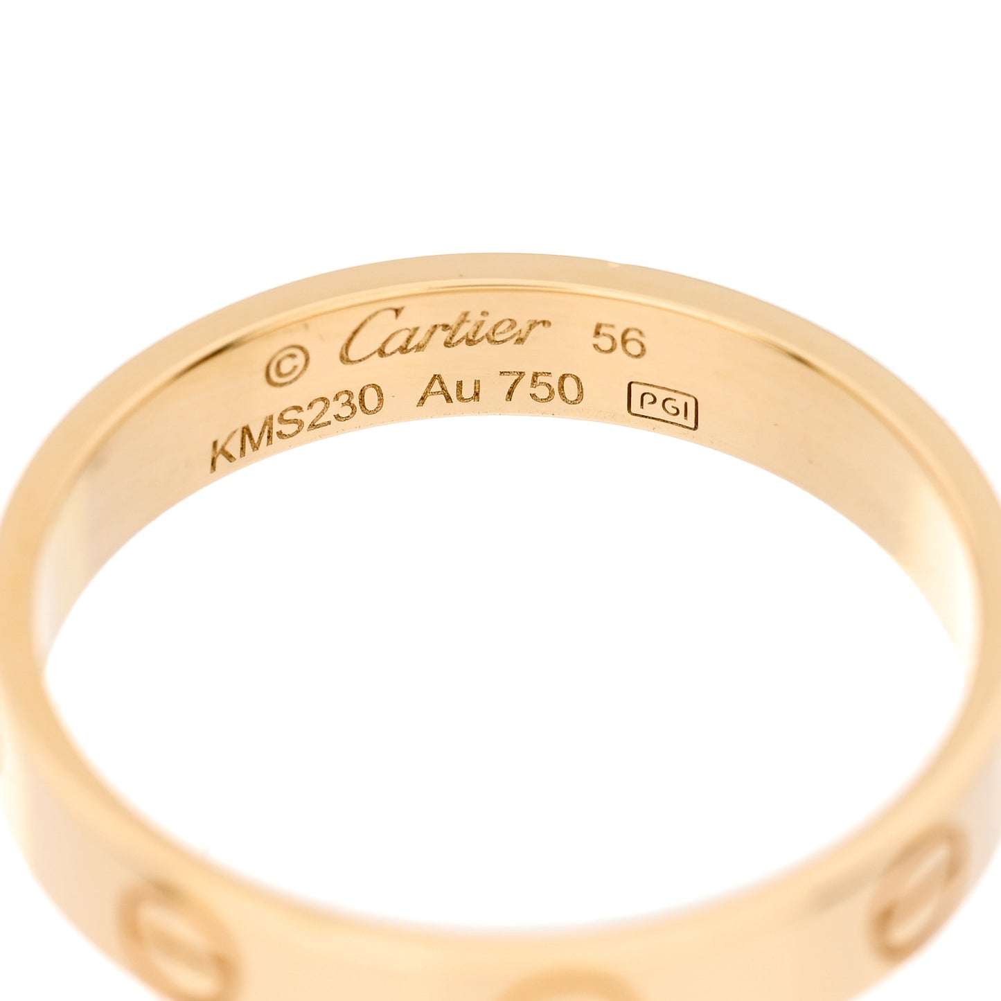 18K Yellow Gold 3.5mm LOVE Wedding Band Ring 56 7.75