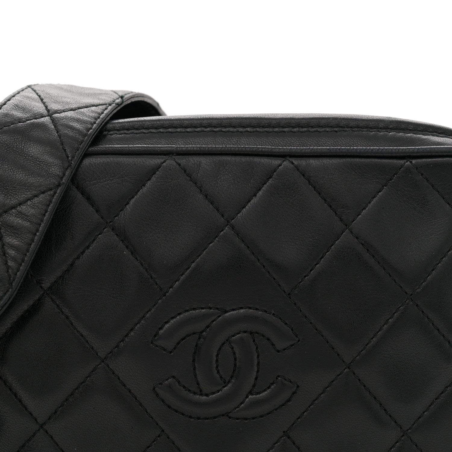 Chanel Lambskin Quilted Small Diamond CC Camera Case Black 8 of 11