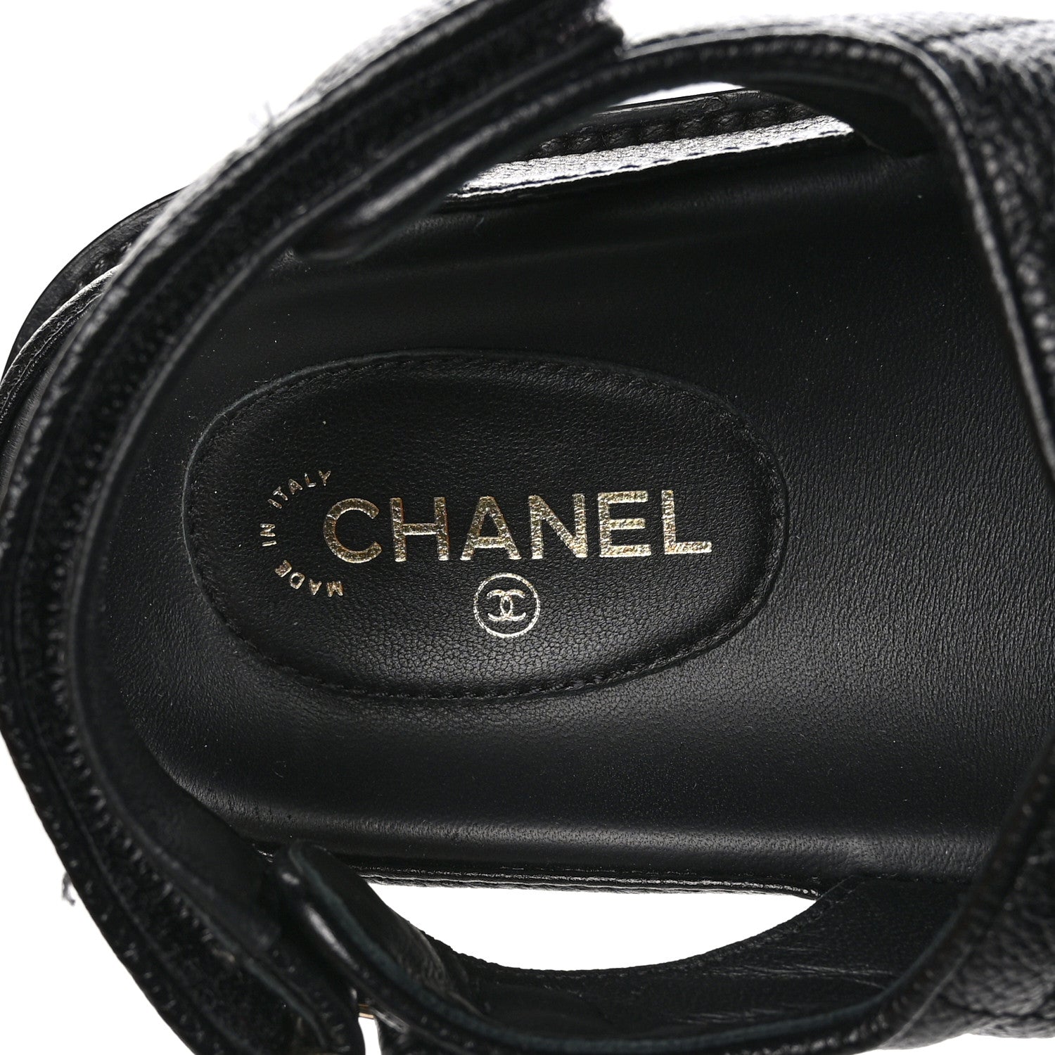 Chanel Grained Calfskin Velcro Dad Sandals 39 Black 8 of 12