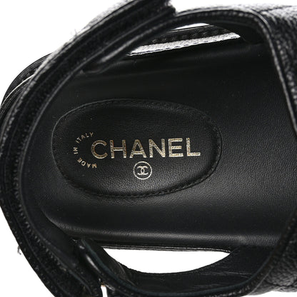 Chanel Grained Calfskin Velcro Dad Sandals 39 Black 8 of 12